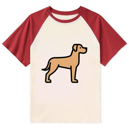 Great Dane - Fawn colored flat side profile - Contrast Raglan T-shirt - Red
