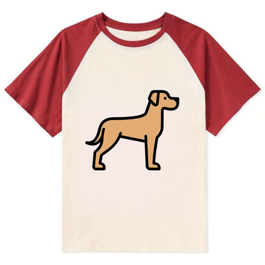 Great Dane - Fawn colored flat side profile - Contrast Raglan T-shirt - Red