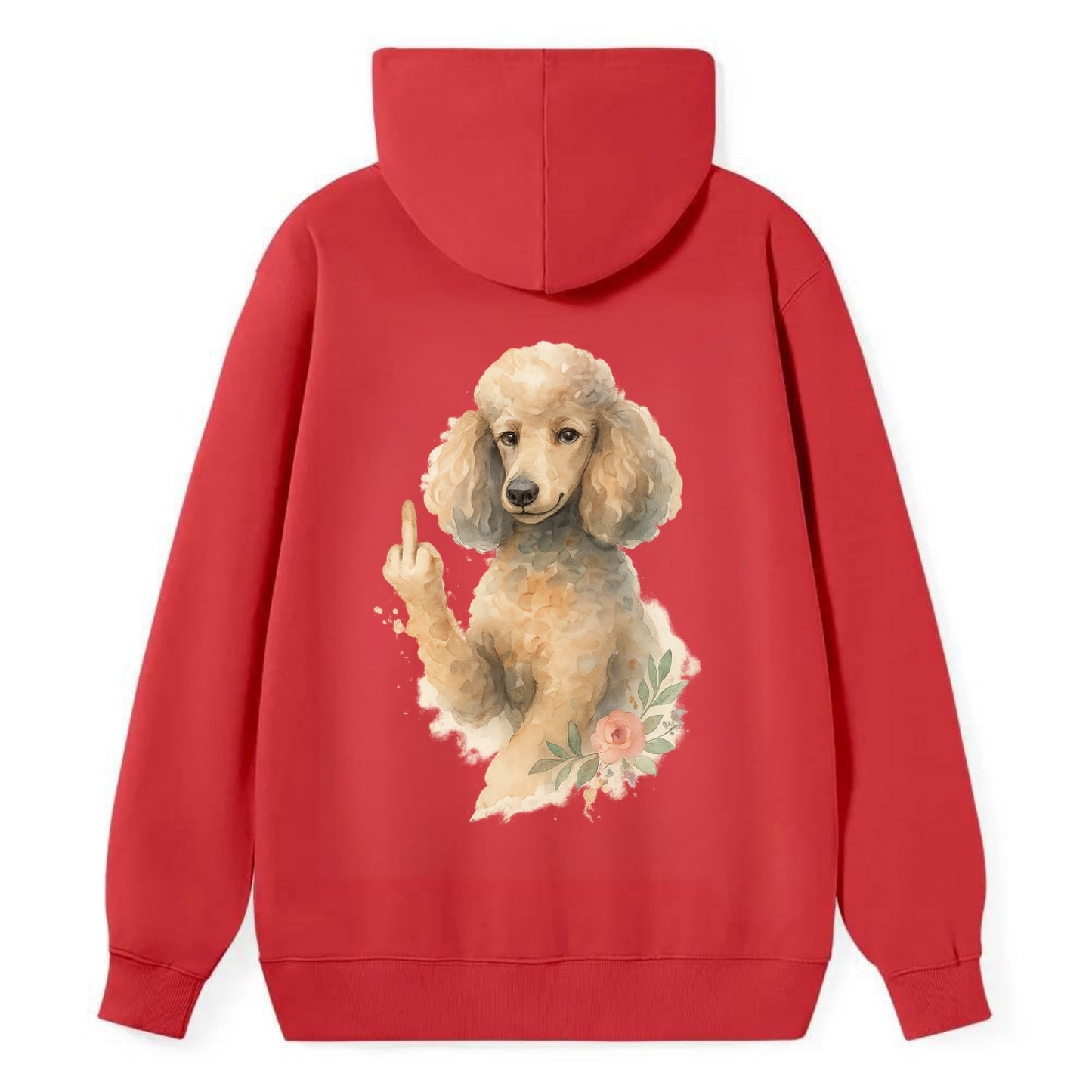 Standard Poodle with curly styled coat, intelligent face, fancy paw - Classic Pullover Hoodie - Red