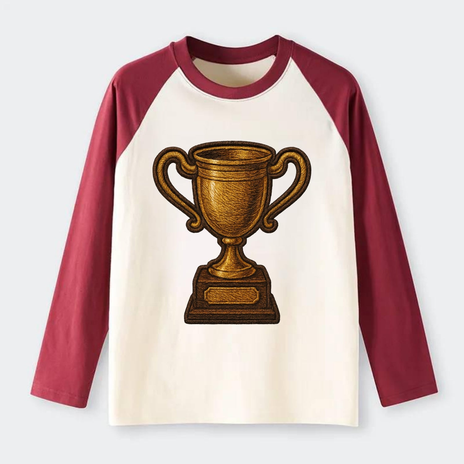 Trophy Cup  - Raglan Long Sleeve T-Shirt - Red