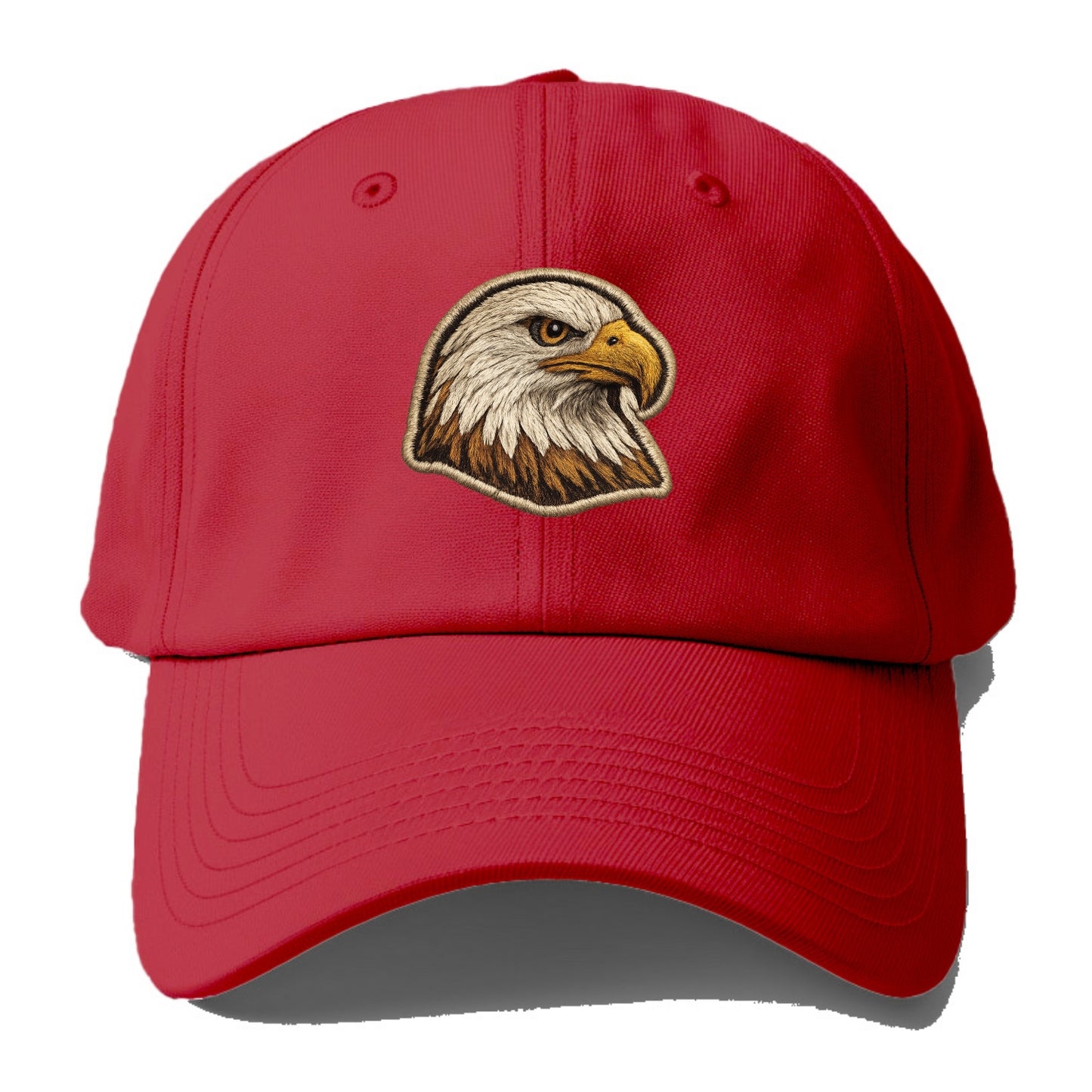 EAGLE HEAD PROFILE - majestic bald eagle in brown, white and gold , American pride - Baseball Cap - Red