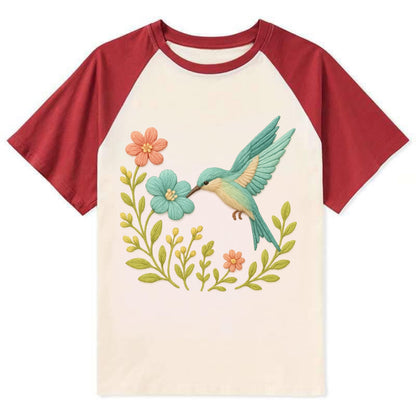 Mint Bee-Eater - Contrast Raglan T-shirt - Red