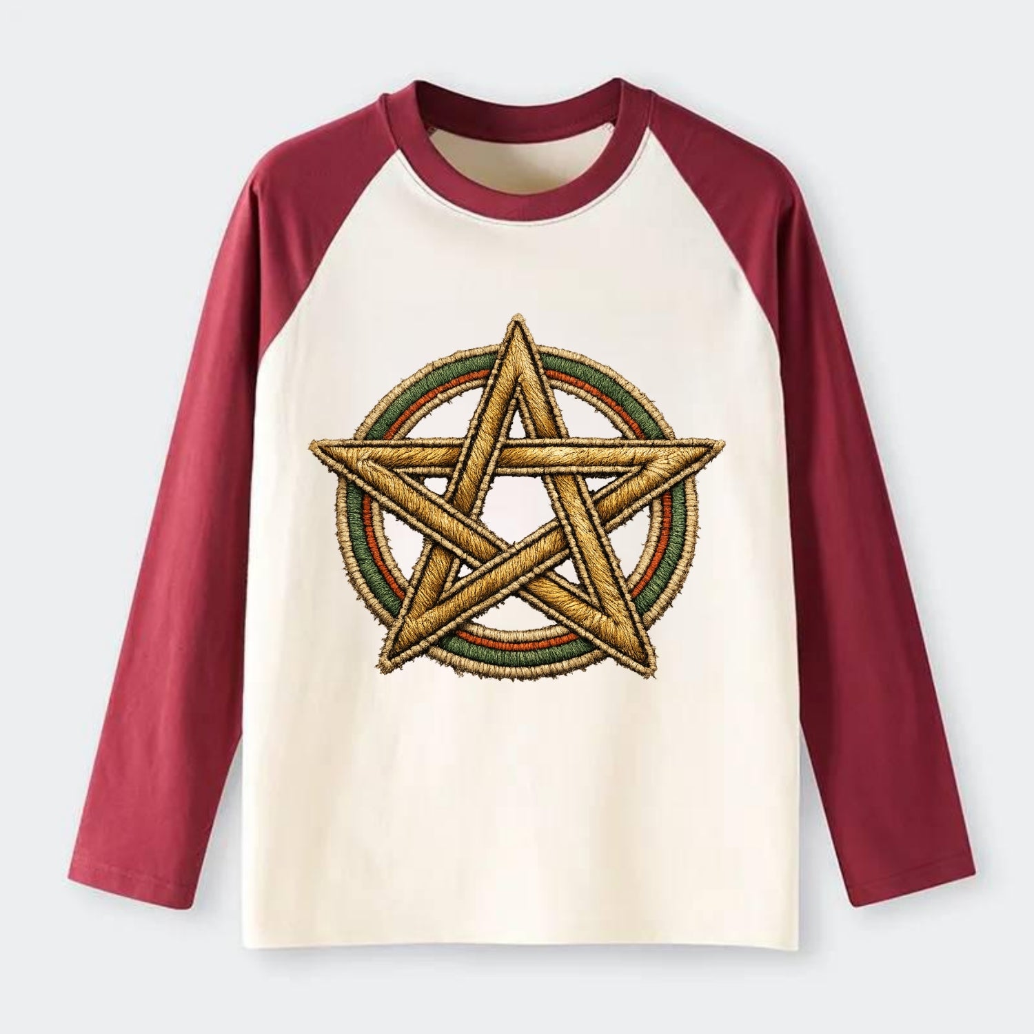 Pentacle Knot - Raglan Long Sleeve T-Shirt - Red