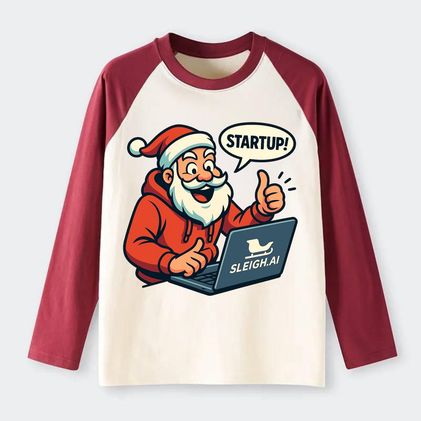 Santa Tech Startup CEO - Raglan Long Sleeve T-Shirt - Red