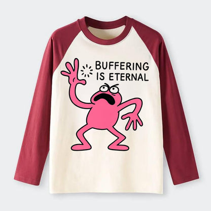 BUFFERING IS ETERNAL | Loading circle dizzy - Raglan Long Sleeve T-Shirt - Red