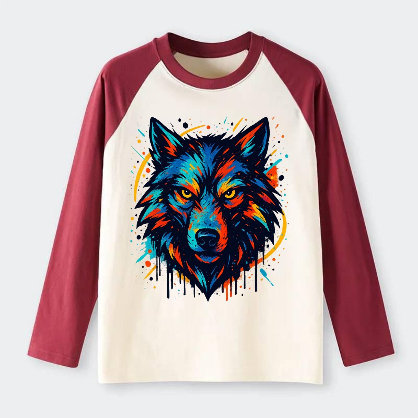 Alpha Wolf Leader  - Raglan Long Sleeve T-Shirt - Red