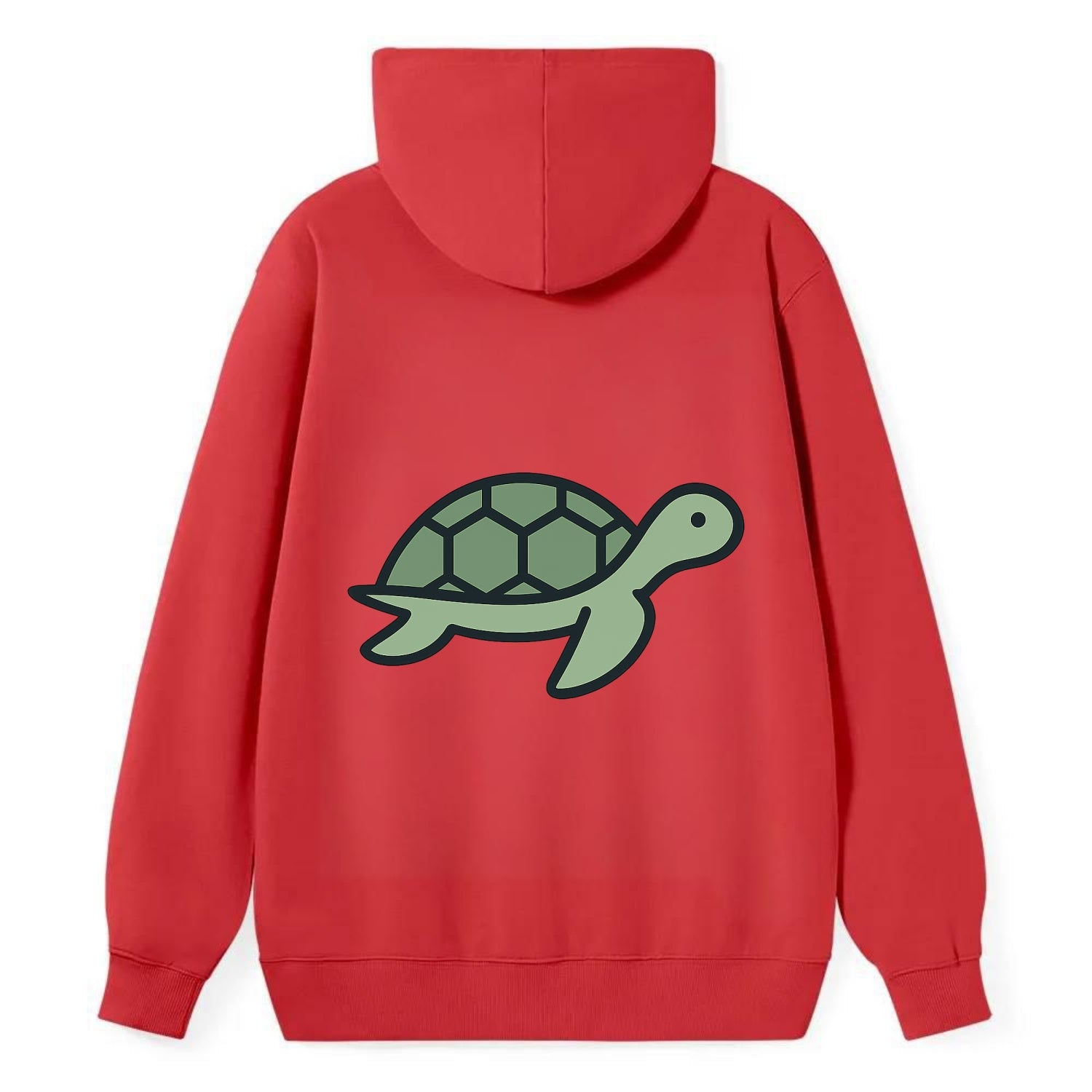 Sea Turtle - Green with shell pattern flat side profile - Classic Pullover Hoodie - Red