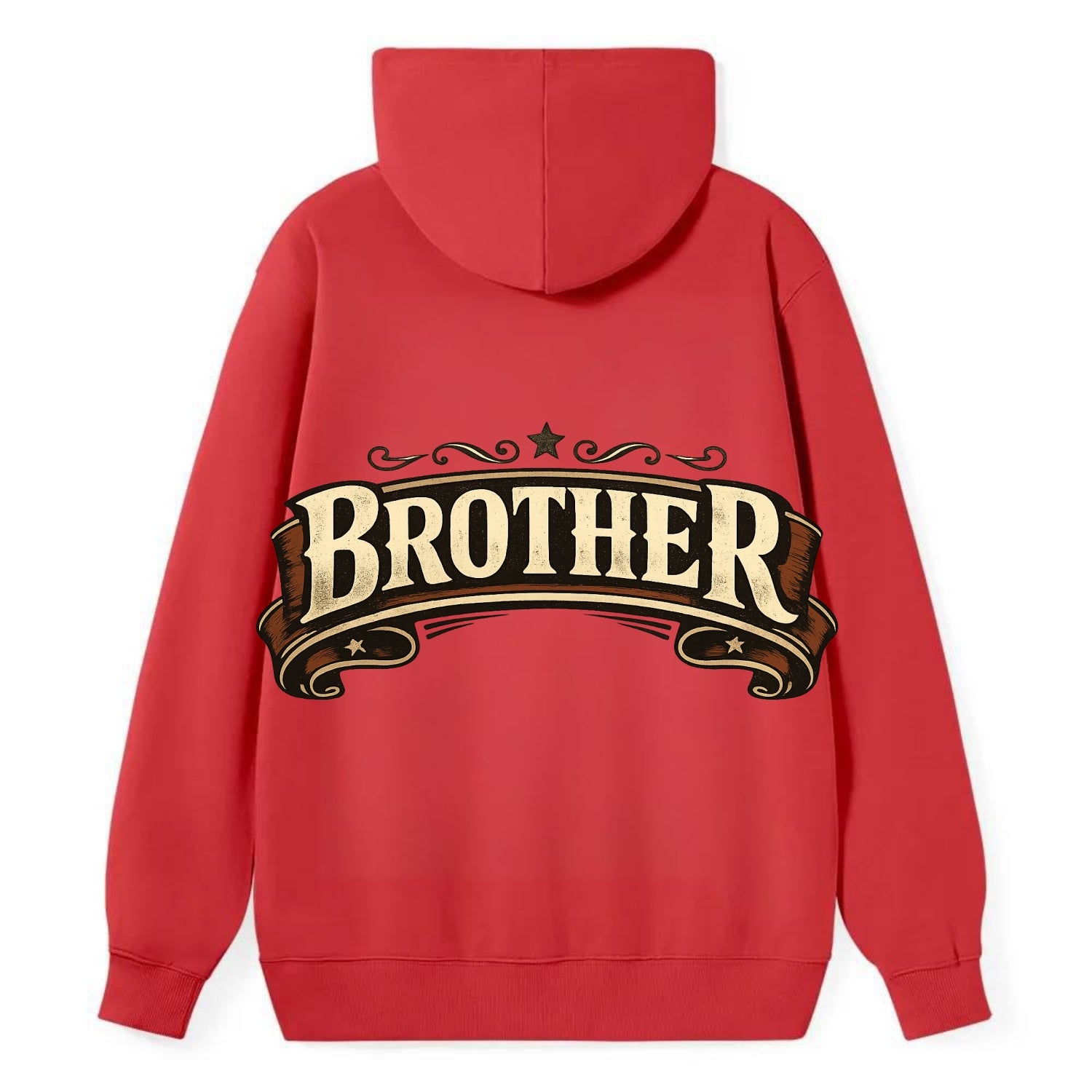 Bold typography design - "BROTHER" - male bond, brotherhood - Classic Pullover Hoodie - Red