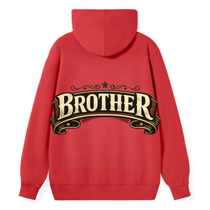 Bold typography design - "BROTHER" - male bond, brotherhood - Classic Pullover Hoodie - Red