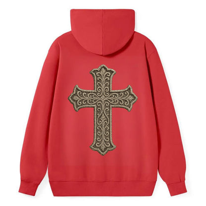Filigree Cross  - Classic Pullover Hoodie - Red