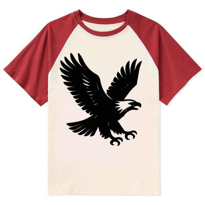 Eagle in flight - liberty and independence ink brushstrokes - Contrast Raglan T-shirt - Red