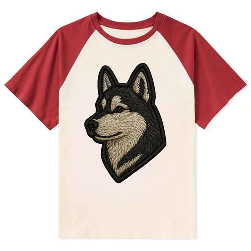 Siberian Husky - Contemporary wolf-like - Contrast Raglan T-shirt