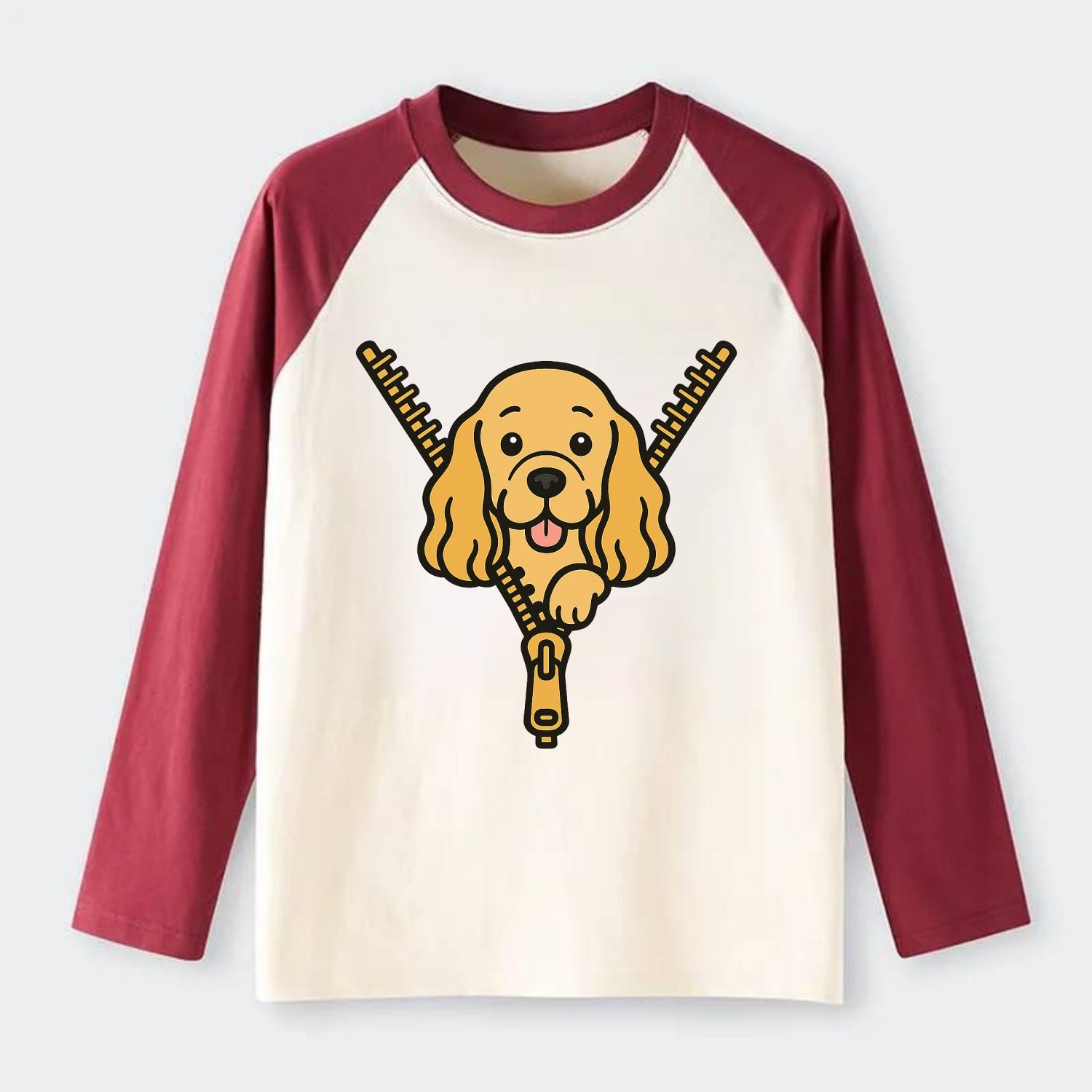 Cocker Spaniel - Raglan Long Sleeve T-Shirt - Red