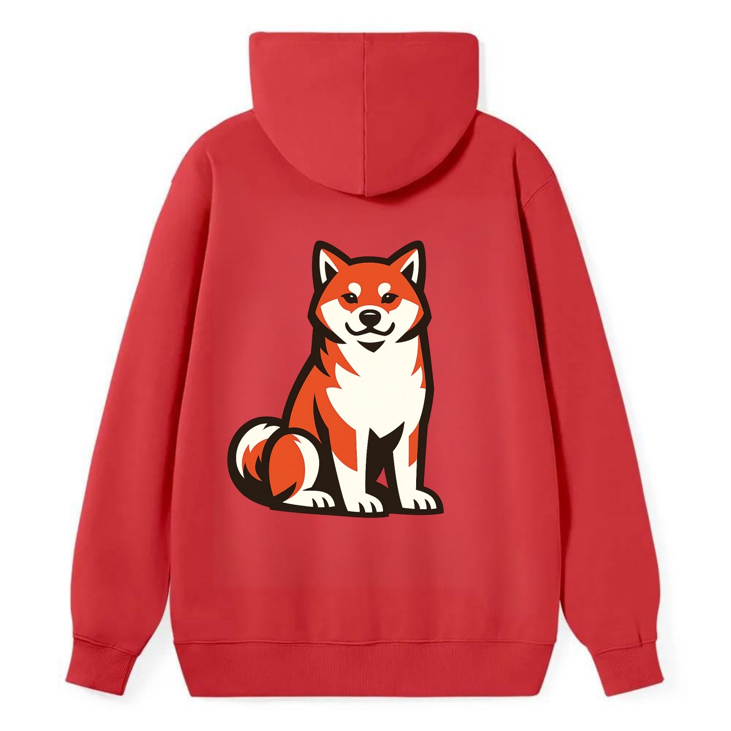 Sitting Shiba Inu Emblem - Classic Pullover Hoodie - Red