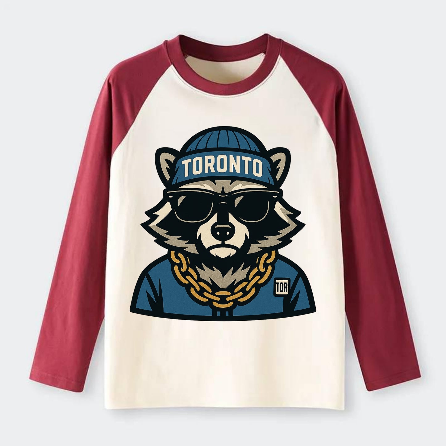 Toronto Raccoon - Raglan Long Sleeve T-Shirt - Red