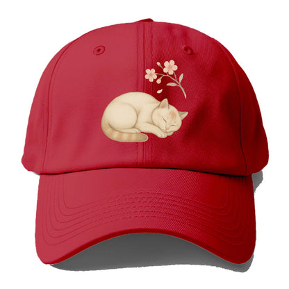 Zen Garden Cat  - Baseball Cap - Red