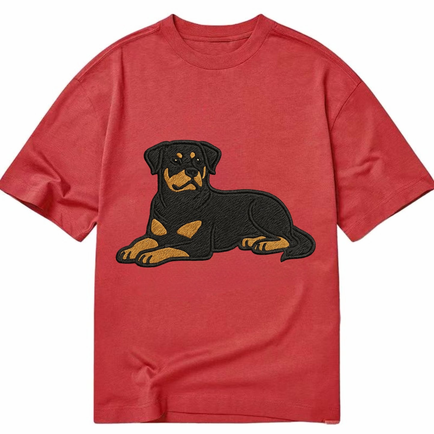 Rottweiler - Black and tan relaxed lying Classic T-shirt - Red