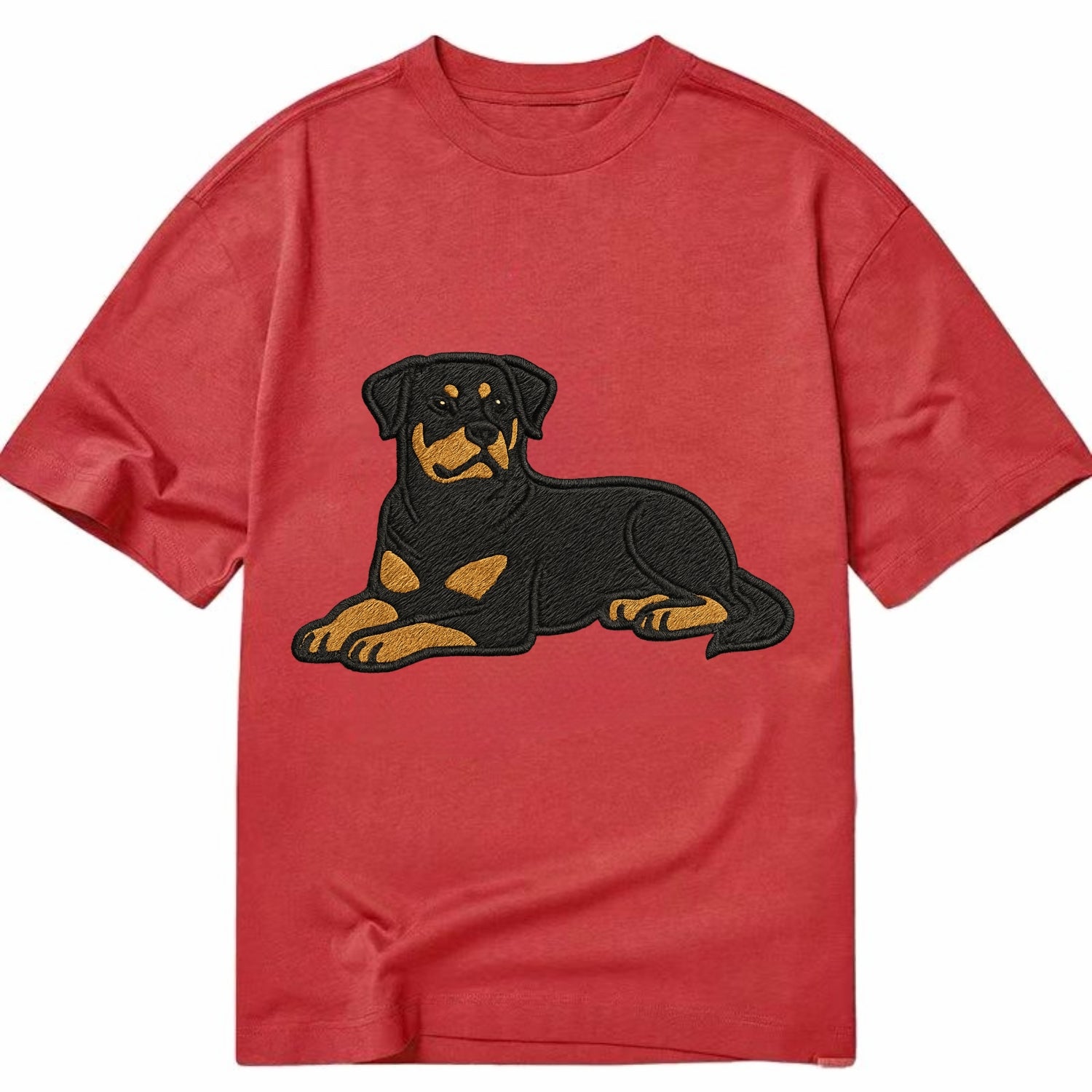 Rottweiler - Black and tan relaxed lying Classic T-shirt - Red