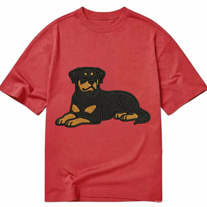 Rottweiler - Black and tan relaxed lying Classic T-shirt - Red