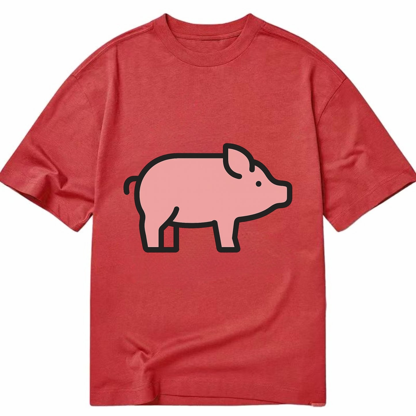 Pig - Pink farm pig flat side profile - Classic T-shirt - Red