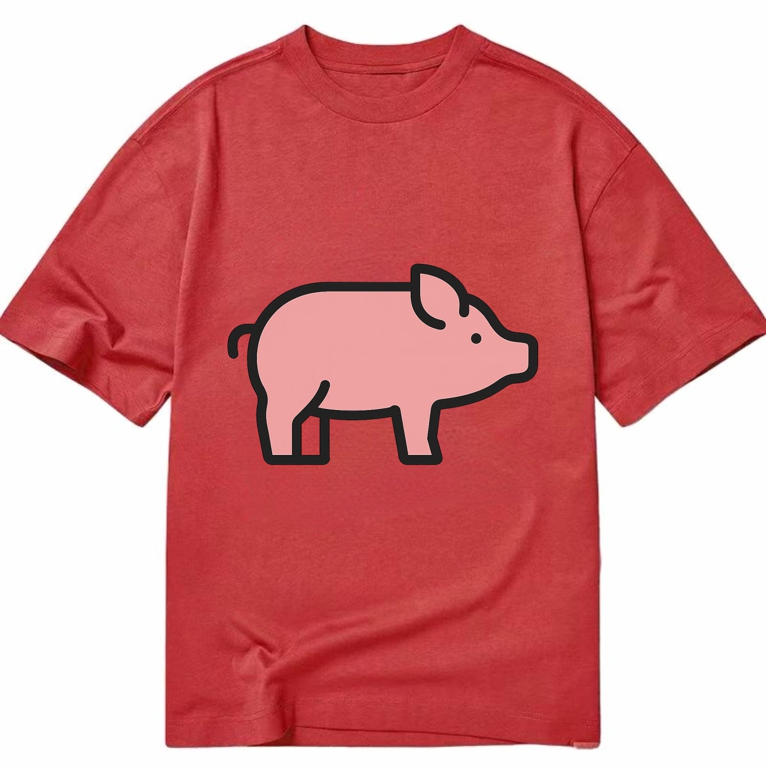 Pig - Pink farm pig flat side profile - Classic T-shirt - Red