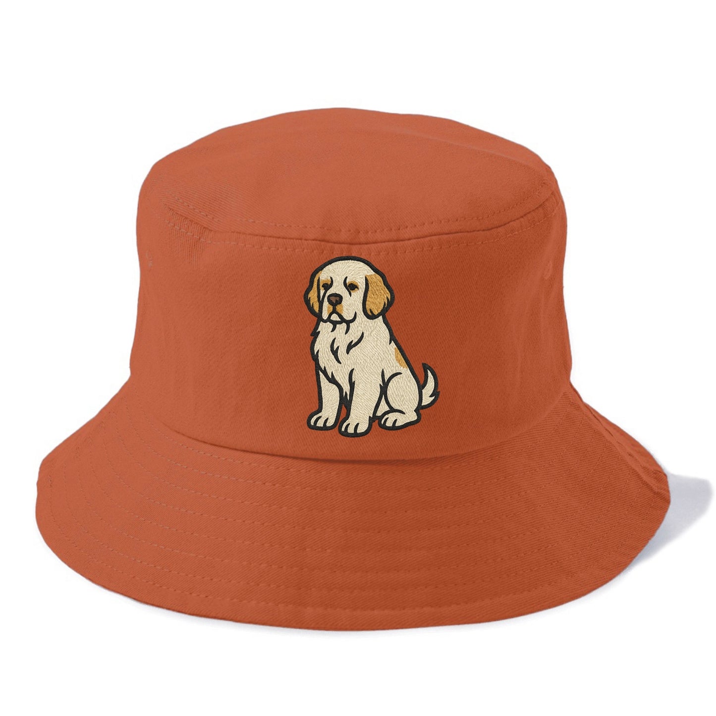 Clumber Spaniel - White with lemon markings embroidered pose - Bucket Hat - Red