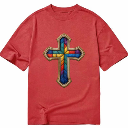 Stained Glass Cross  - Classic T-shirt - Red