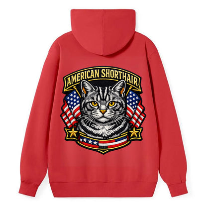 AMERICAN SHORTHAIR - classic american cat in silver tabby , all-American - Classic Pullover Hoodie - Red