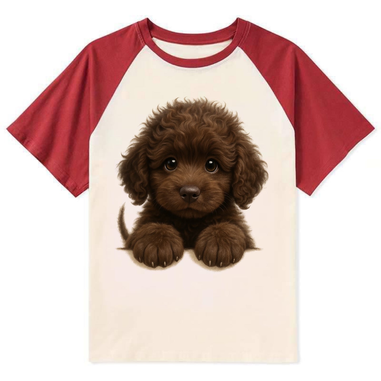 Irish Water Spaniel  - Contrast Raglan T-shirt - Red