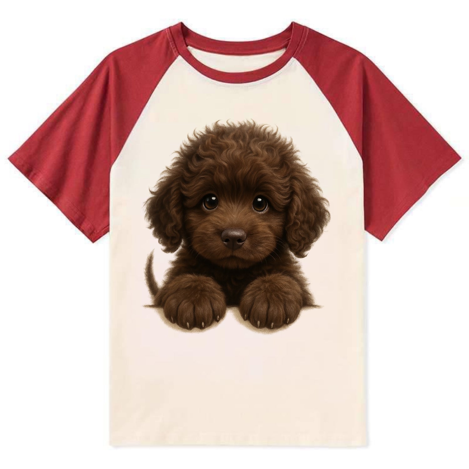 Irish Water Spaniel  - Contrast Raglan T-shirt - Red