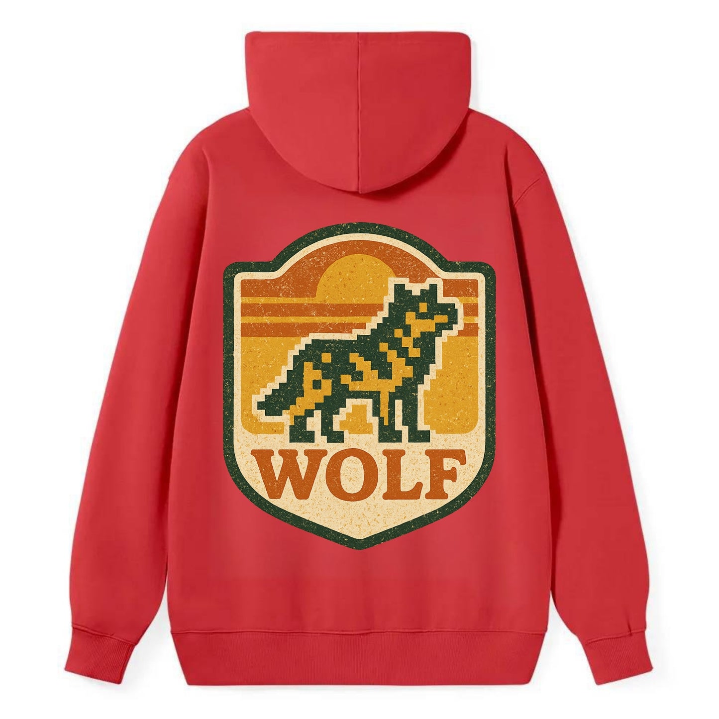 Digital Pixel Wolf  - Classic Pullover Hoodie - Red
