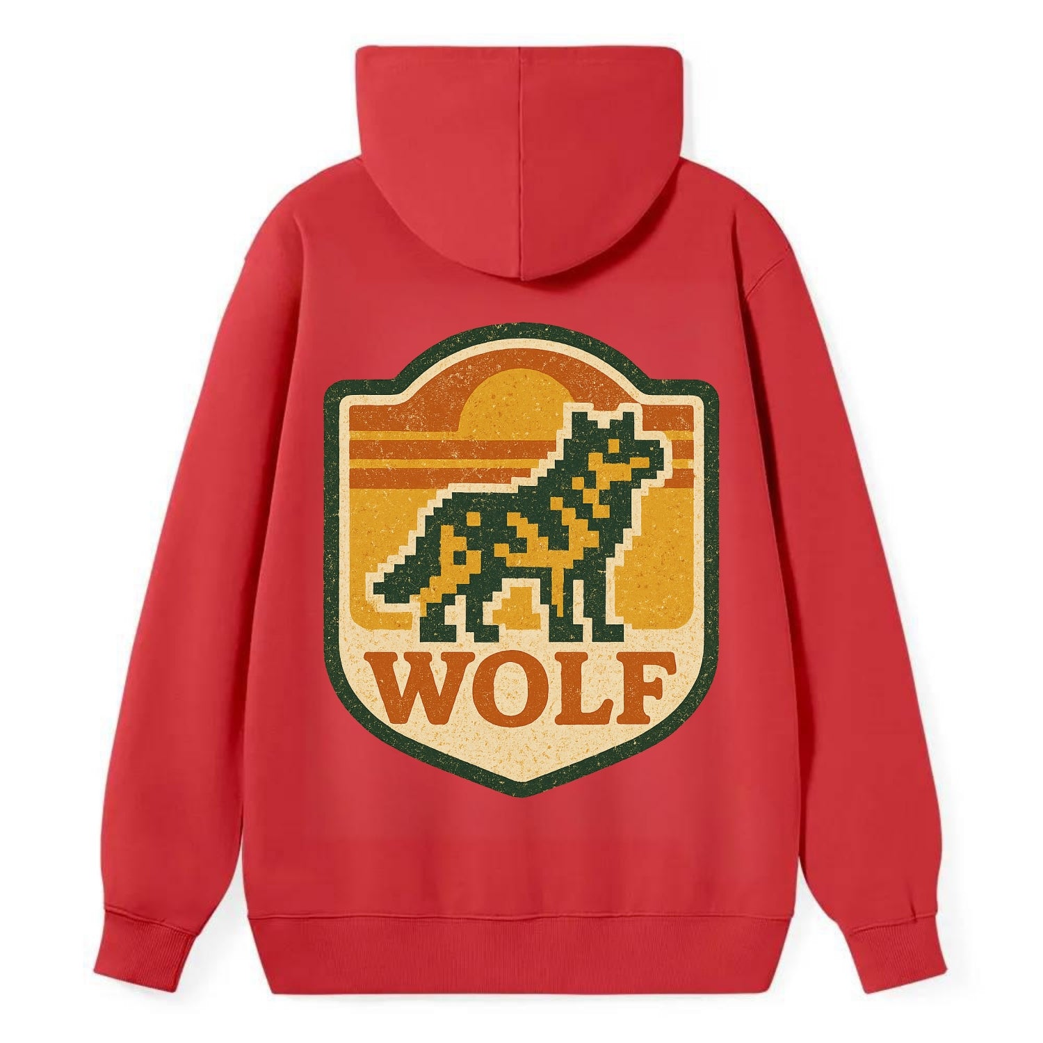 Digital Pixel Wolf  - Classic Pullover Hoodie - Red