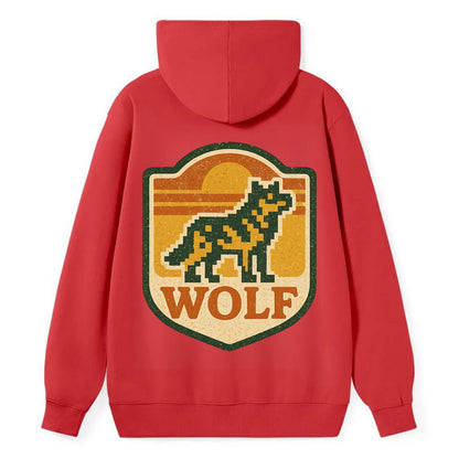 Digital Pixel Wolf  - Classic Pullover Hoodie - Red