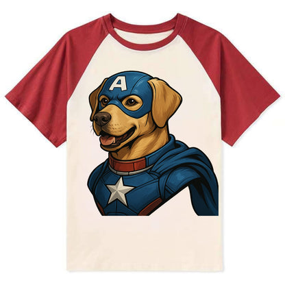 Labrador Patriotic Hero  - Contrast Raglan T-shirt - Red