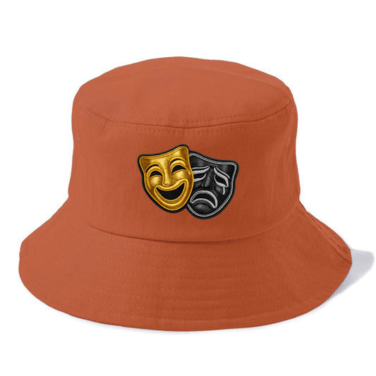 BROADWAY MASKS - comedy tragedy masks in gold and black , theater - Bucket Hat - Red