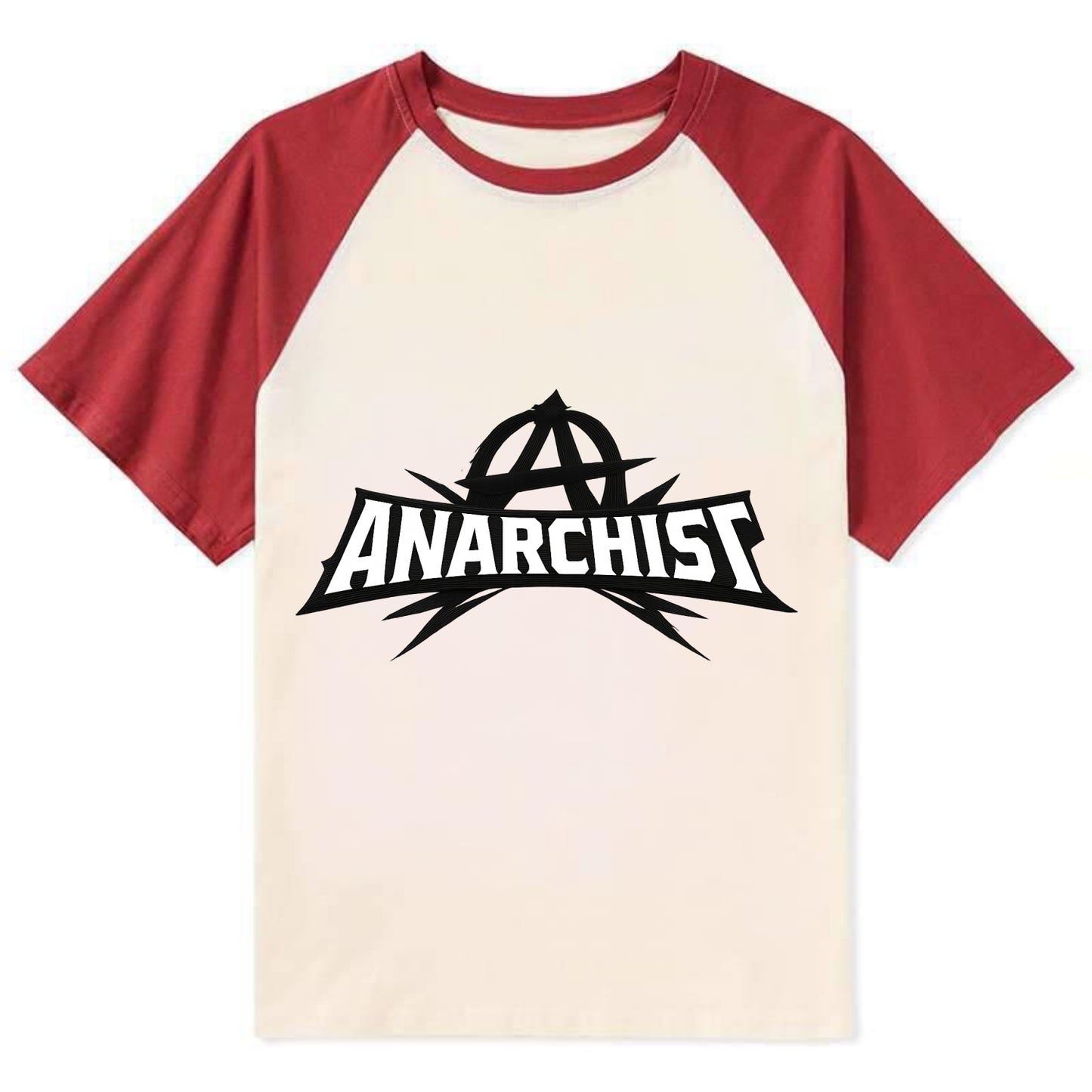 Bold typography design - "ANARCHIST" - no masters, self-governed - Contrast Raglan T-shirt - Red
