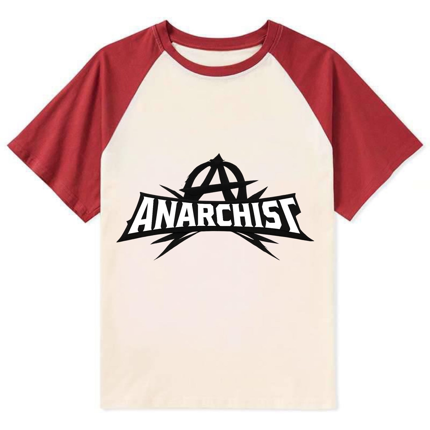 Bold typography design - "ANARCHIST" - no masters, self-governed - Contrast Raglan T-shirt - Red
