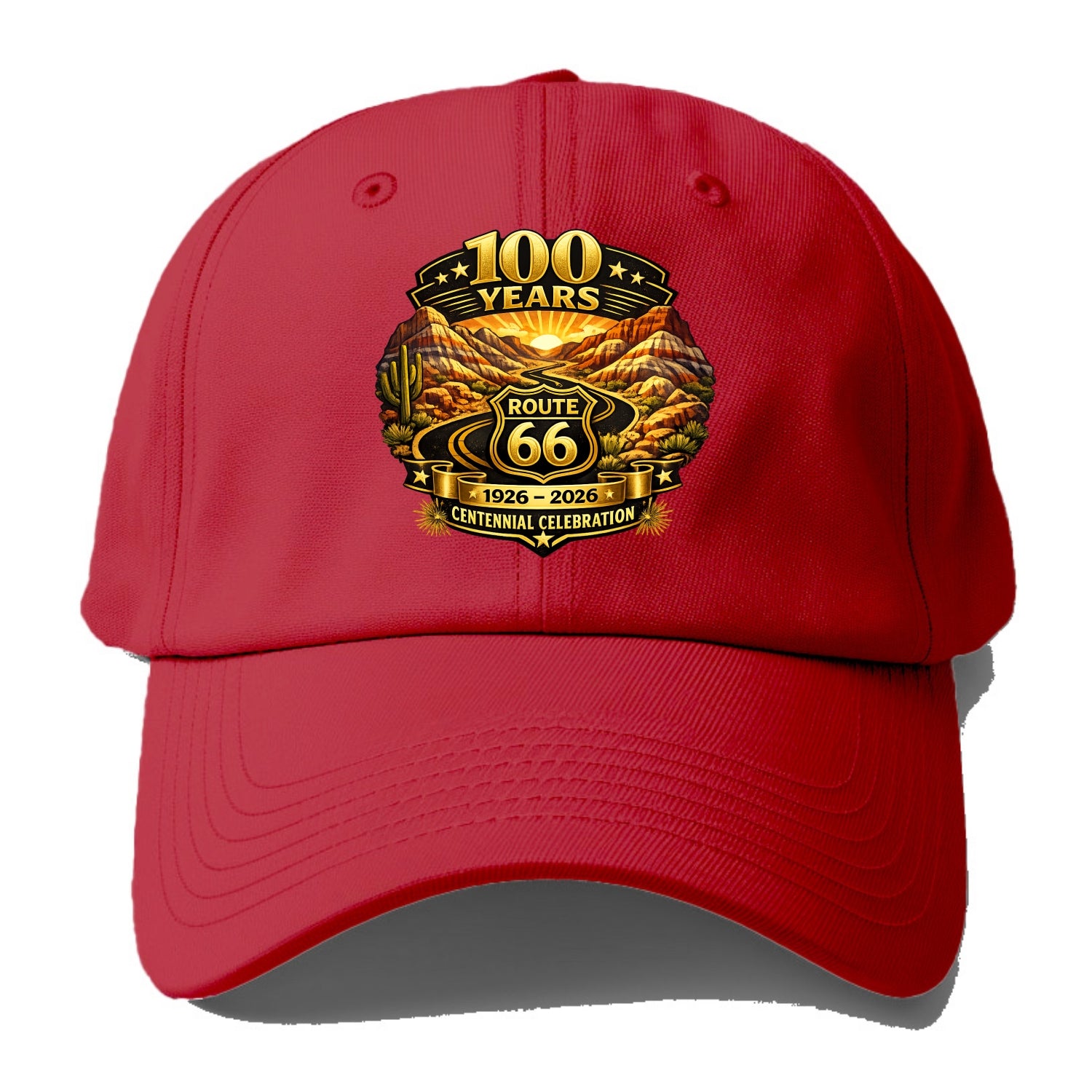 PAINTED DESERT | Colorful desert landscape | Route 66 winding through | Natural - Baseball Cap - Red