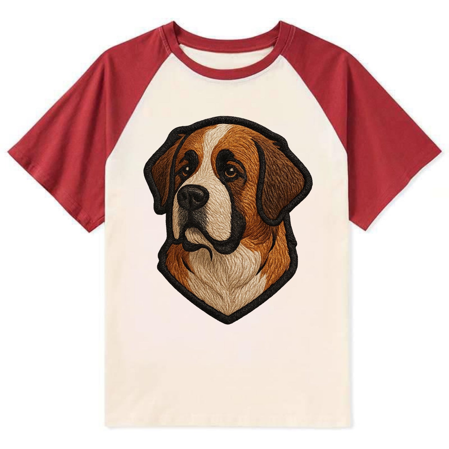 Saint Bernard - Modern gentle giant desi - Contrast Raglan T-shirt - Red