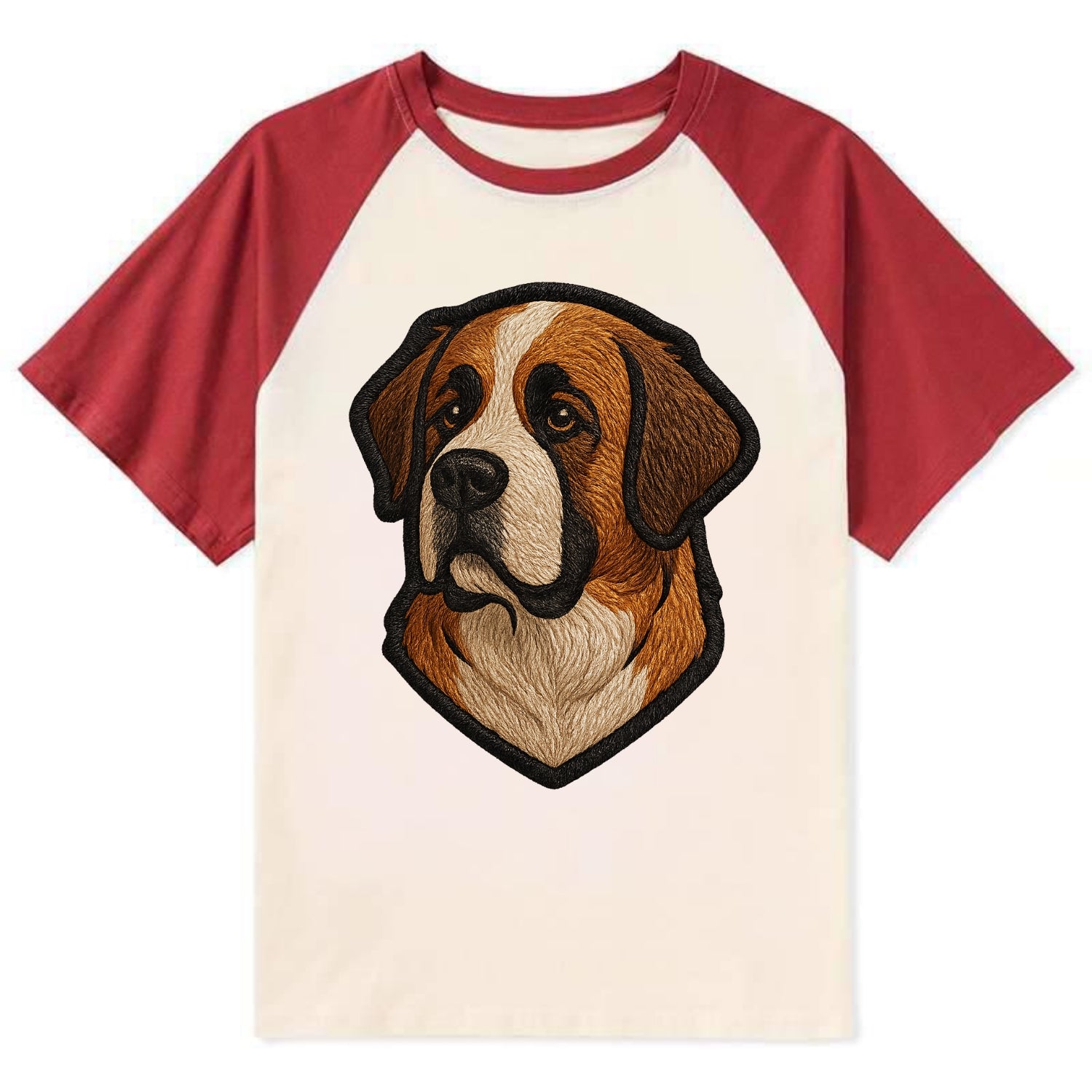 Saint Bernard - Modern gentle giant desi - Contrast Raglan T-shirt - Red