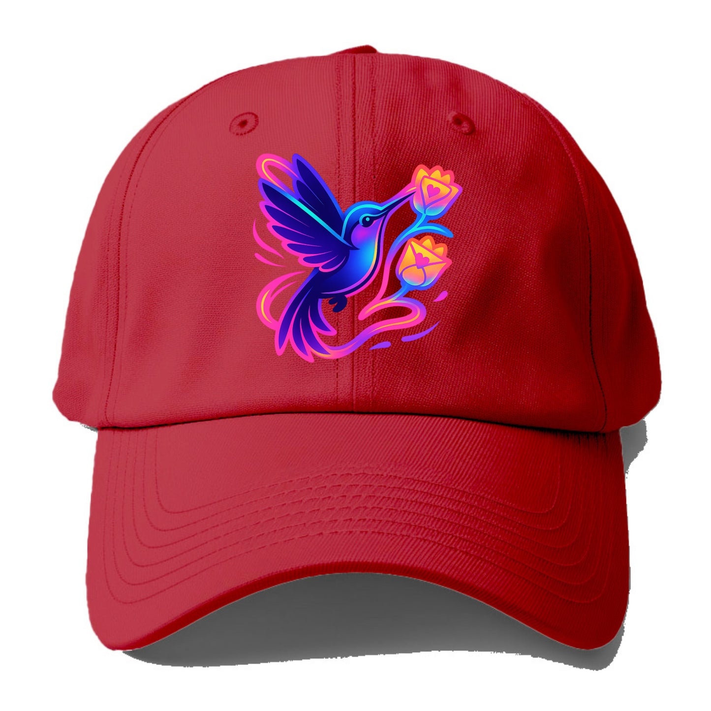 Hummingbird delivering miniature love letters tucked inside flower envelopes - Baseball Cap - Red