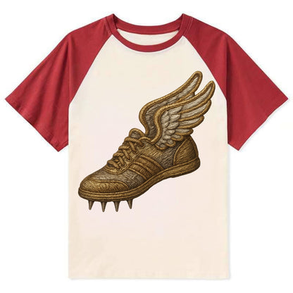 Track Shoe  - Contrast Raglan T-shirt - Red