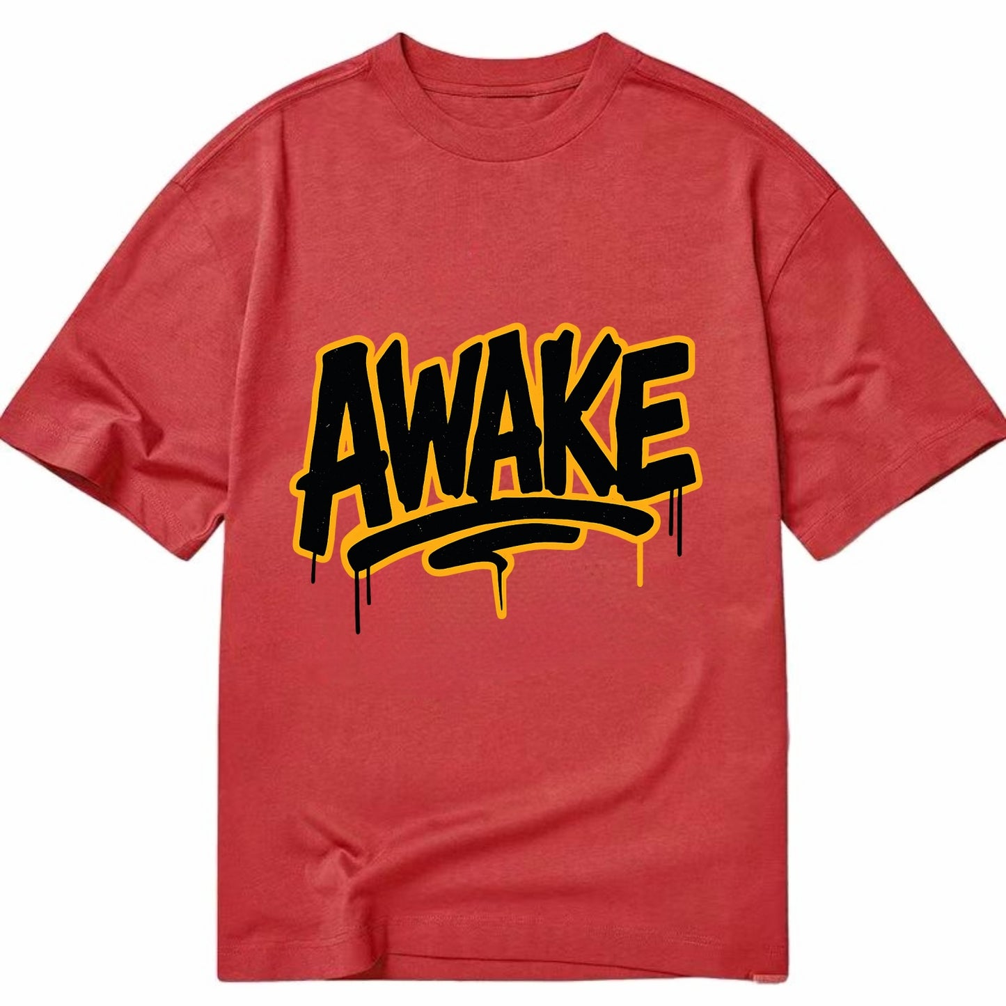 Bold typography design - "AWAKE" - conscious, aware, alert - Classic T-shirt - Red