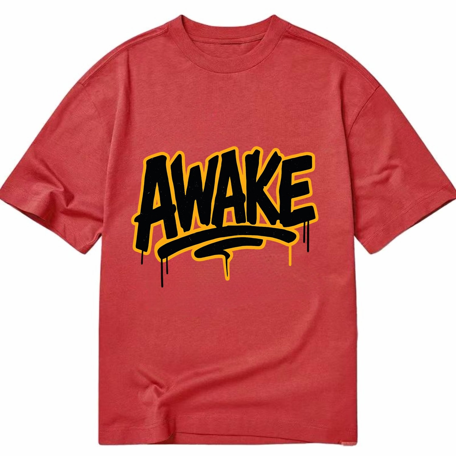 Bold typography design - "AWAKE" - conscious, aware, alert - Classic T-shirt - Red