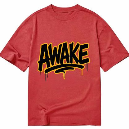 Bold typography design - "AWAKE" - conscious, aware, alert - Classic T-shirt - Red