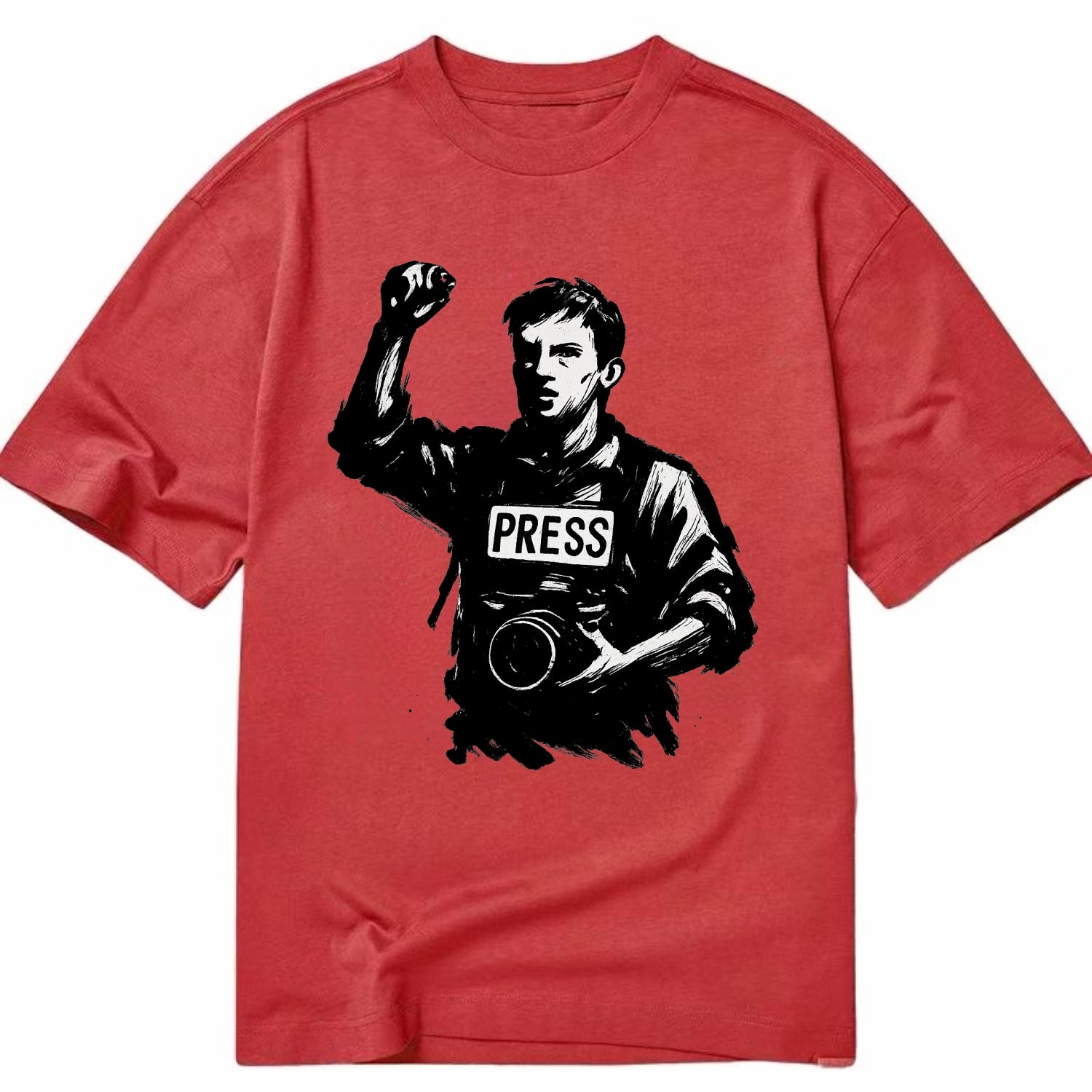 Journalist with camera - press freedom ink painting - Classic T-shirt - Red