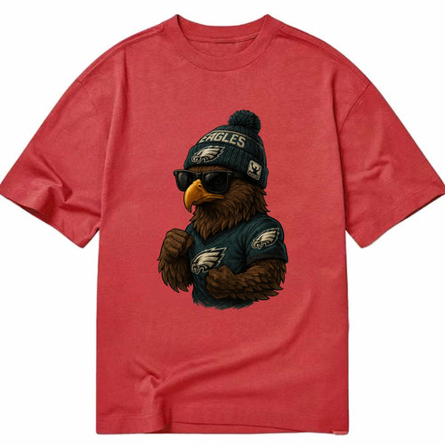 Philly Hawk wearing Eagles beanie with Rocky patch and wayfarer sunglasses - Classic T-shirt