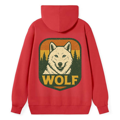 Arctic White Wolf  - Classic Pullover Hoodie - Red