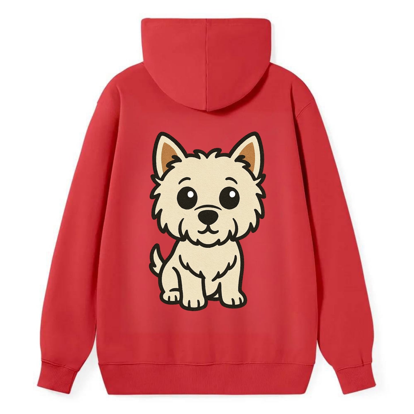 West Highland White Terrier - Alert standing pose - Classic Pullover Hoodie - Red