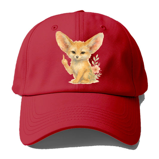 tiny fennec fox with oversized ears, one small paw raised in sass - Baseball Cap - Red